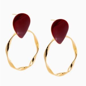 Adina Eden Colored Teardrop Twist Hoop Stud Earrings NWT